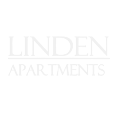 The image shows the text "LINDEN APARTMENTS" in white on a black background.